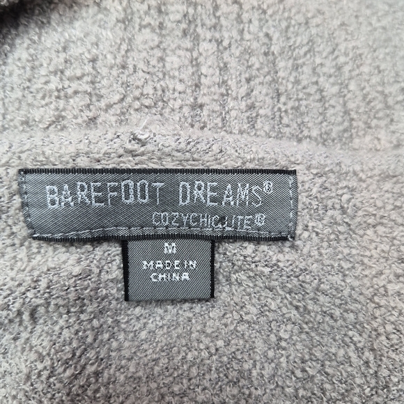 Barefoot Dreams Cardigan Gray Open Front Side Pockets Shawl Collar Womens Size M - Picture 9 of 11